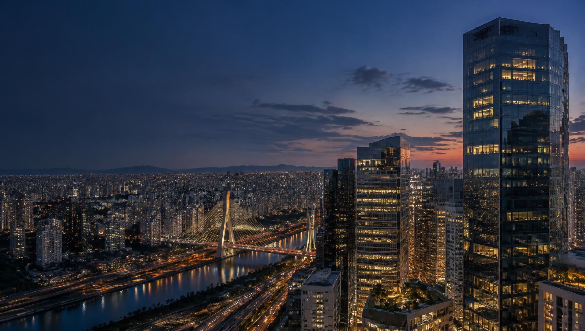 Vista aérea de São Paulo ao entardecer, representando a atuação nacional da Resale