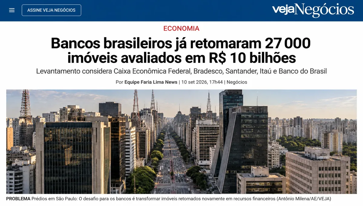 Reprodução da matéria da Veja sobre imóveis retomados